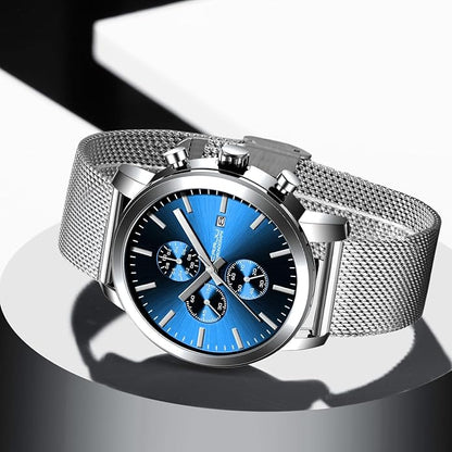CRRJU Mens Stylish Casual Quartz Watches for Men Luxury Waterproof Calendar Chronograph Japan Movement Wristwatches