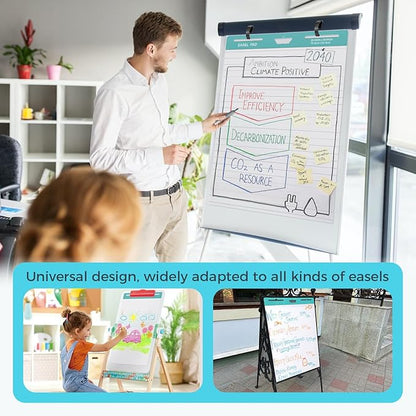 FAHKNS Lined Sticky Easel Pad，Large 25x30 Inch Self-Adhesive Teacher'S Flip Chart Paper, Easel Pad with Dry Erase Surface for Classroom/Office, White, 30 Sheets/Pad, 10 Pads/Pack