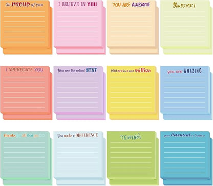 Yinder 48 Pcs Inspirational Sticky Notes Christmas Stocking Stuffers Motivational Sticky Notes Pad Employee Appreciation Gift Bulk for Teacher Nurse Coworker Office 3 x 3'' (Appreciation,Light Color)