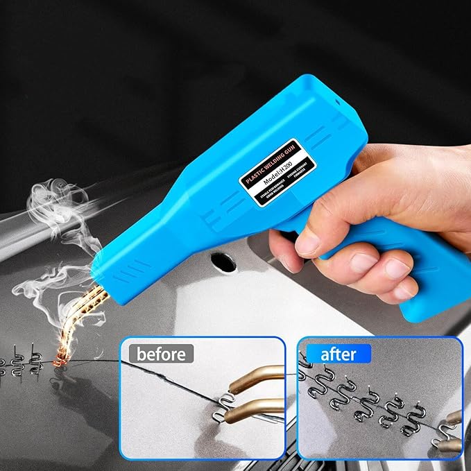 200W Plastic Welder, 2000PCS Staples 10PCS Sandpaper, Plastic welding Kit, Plier Custom Carry Case, Plastic Repair Car Bumper Repair Simplicity Of Use (Blue)