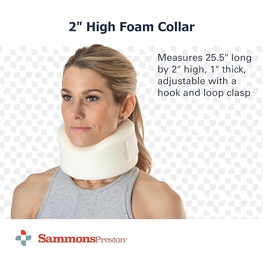 Sammons Preston Universal Contour Cervical Brace,Adjustable Hook and Loop Closure,For Neck Strain,Injury,or Post-Op Surgery,Relieves Neck Pain and Spine Pressure,Cream Color,2” High,(Pack of 2)