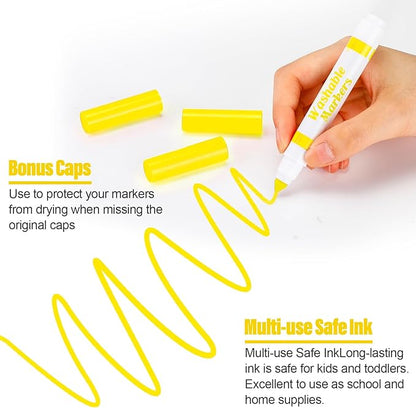 Janlaugh 36 Pcs Yellow Washable Markers Bulk Coloring Broad Line Markers for Kids Yellow Conical Tip drawing pen for School Supplies, travel Art baby shower gender reveal party Supplies, Ages 6+