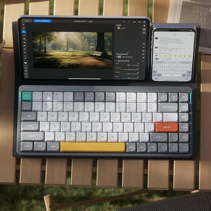 nuphy Air75 V2 Portable 75% Mechanical Keyboard,Wireless Keyboard,Supports Bluetooth/2.4G/USB-C RGB Bluetooth Keyboards,Compatible with Windows/Mac OS/Linux Systems Grey-Gateron Cowberry Switch