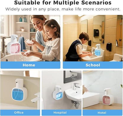 Automatic Liquid Soap Dispenser, 17oz/500ml Touchless Rechargeable with 4-Level Adjustable & IPX5 Waterproof - Level Display for Wall/Tabletop Use in Bathroom, Kitchen, White