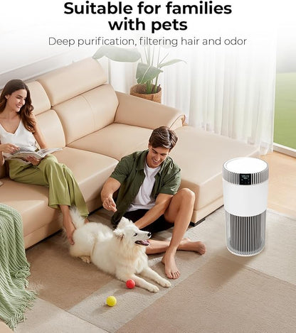 VENTISOL Air Purifiers for Home Large Room 1200 Ft², HEPA Filter Pet Air Purifier for Bedroom,Sleep Mode, with PM 2.5 Display, 360° Remove Smoke Odor, Washable Per Filters, White