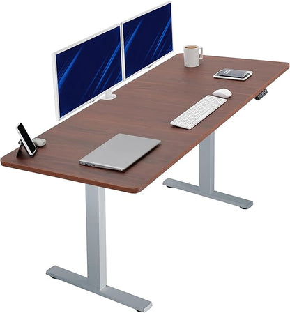 VIVO Electric 71 x 30 in Standing Desk, Memory Height Adjustment, 1B Series, Dark Walnut Top Gray Frame, DESK-KIT-1G7D