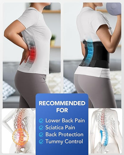 0.5mm Ultra Thin Back Brace for Women Men, 3D Lumbar Pad, Seamless Yoga Fabric, Lightweight Back Brace for Lower Back Pain Relief, Sciatica, Posture, Lifting, Wearg Under Clothes, Black, M