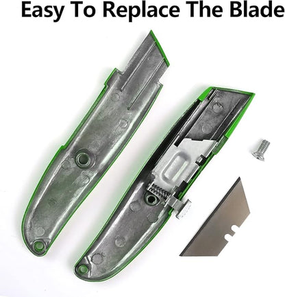 DIYSELF 30 Pack Box Cutter Heavy Duty Aluminium Shell Utility Knife | SK5 Steel Sharp Blade | Retractable Knife for Cutting Cartons Ropes and Cardboard | Home and Office Use (Green)