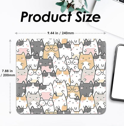 Square Mouse Pad with Stitched Edge, Premium Mousepad Washable Cloth. Computer Mouse Pad with Non-Slip Rubber Base, Mouse Pads for Computers Laptop Mouse 9.25x7.75x0.12 inch-Lucky Cat