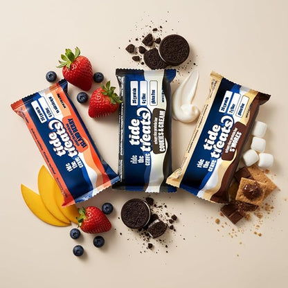 25g Protein Bar Crispy Rice Treat S'mores | Clean Ingredients, No Added Sugar, 7g Fiber, Gluten Free | High Protein Snack for On-the-Go, Post-Workout or Dessert Cravings | 8 Count | Tidetreats