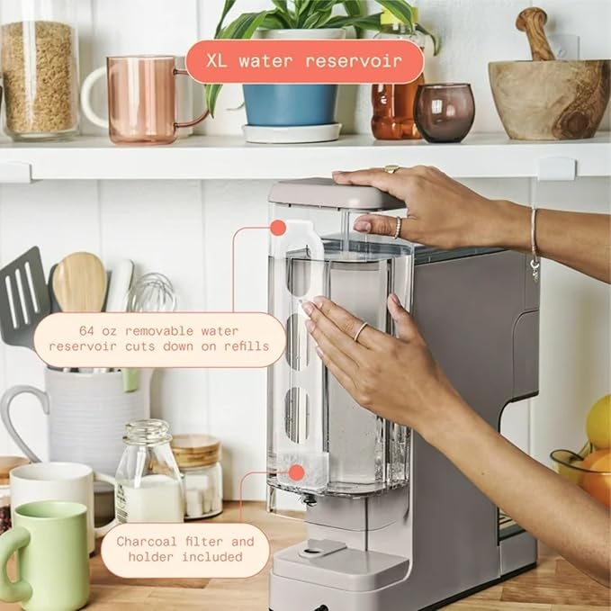 Beautiful Perfect Grind Programmable Single Serve Coffee Maker with Touch-activated Display, Programmable and Integrated Burr Grinder, 64oz Water Reservoir (PORCINI TAUPE)