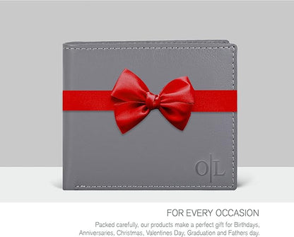 Oak Leathers Slim Leather Wallet for Men - RFID Wallets Credit Card Holder Ultra Thin Gift for Mens, Front Pocket Minimalist Design