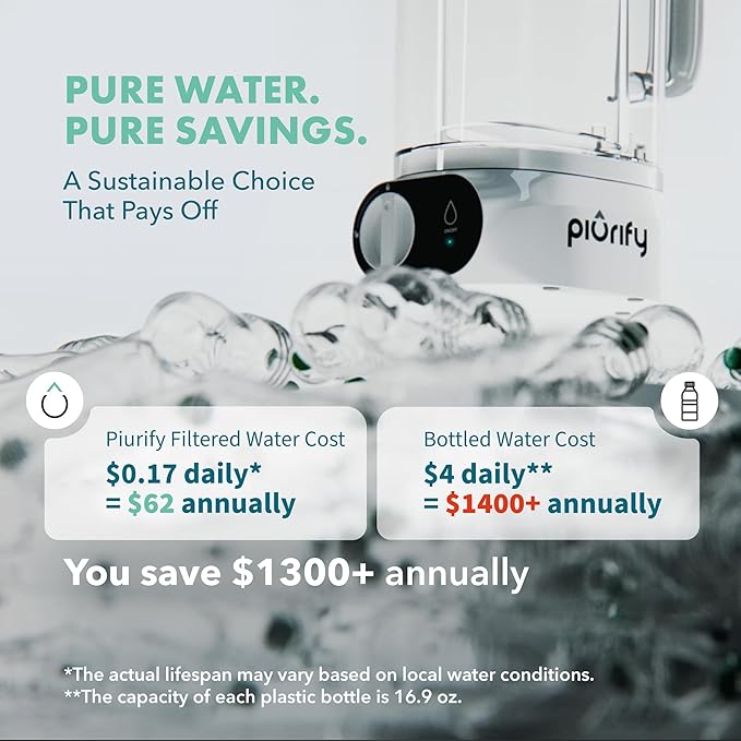 Compact 50oz Countertop Electric Water Filter Pitcher – Removes 99% of Lead, PFAS & Chlorine – 6-Month UltraFiltration