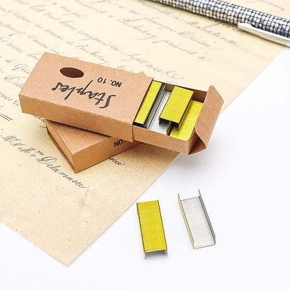 NatSumeBasics 4000 Yellow Gold Staples - #10 Small Colored Staples for Mini Stapler, 6000 Tiny Staple Smaller Than Standard Staple (Yellow Gold)