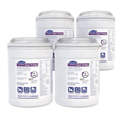 Diversey Oxivir Tb 101105152 Ready-to-Use Disinfectant Cleaning Wipes, Accelerated Hydrogen Peroxide, Standard 6x7-Inch Sheets, 160-Wipes, 1-Canister (Pack of 4)