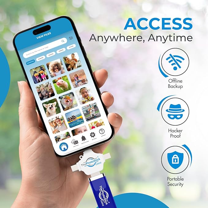 ThePhotoStick® Omni 256GB USB Flash Drive & Memory Stick – Photo & Video Backup for iPhone, Android, Mac & PC – Multiport Connection to Easily Store & Transfer Files