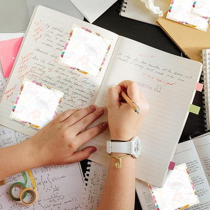 Sticky Notes 3x3 Inches, 2 Pack Cute Colorful Bright Self-Stick Note Pads, Easy to Post for Home, Office, Notebook, Meeting Boho Colorful Bird