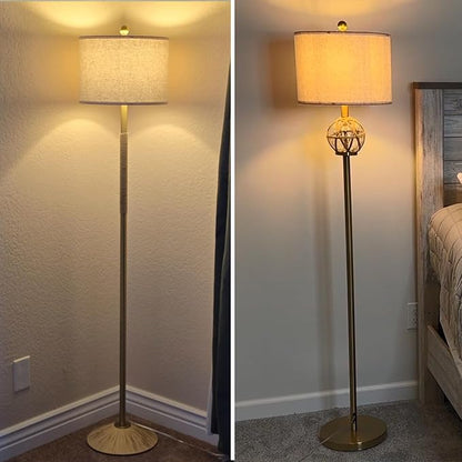 Oneach 63" Modern Floor Lamp for Living Room, Gold Boho Standing Lamp with Unique Rope Design, Rotary Switch, Farmhouse Tall Lamps for Bedroom Office Dining Room (Without Bulb)