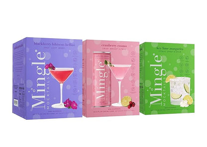 Mingle Mocktails - Variety Pack, Blackberry Hibiscus Bellini, Cranberry Cosmopolitan, Key Lime Margarita - Premium Non Alcoholic Cocktails, 12 FL OZ Cans (Pack of 12)
