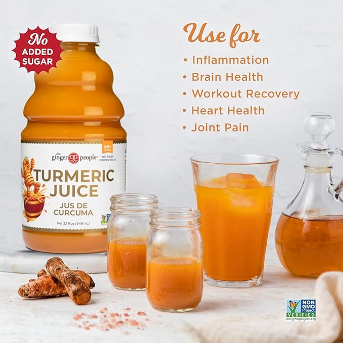99% Pure Organic Turmeric Juice by The Ginger People – Digestive Health, Premium Quality, 32 Fl oz Bottle (Pack of 12)