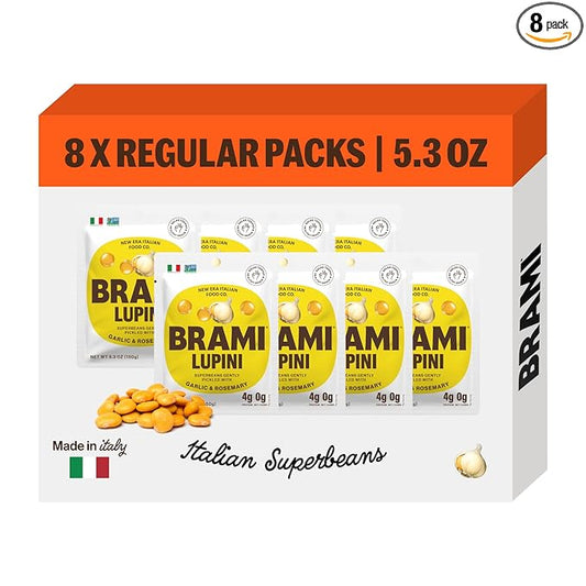 BRAMI Snacking Lupini Beans - Garlic & Herb (8 Pack)