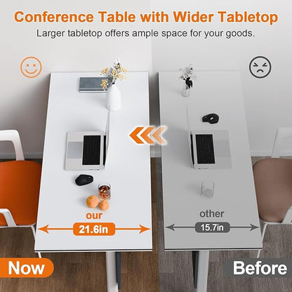 Conference Room Table, 55 Inch Folding Conference Tables with Wheels, Modern Office Meeting Table, Easy Flip & Nest Design, Rectangular Seminar Tables with Metal Frame for 2-24 People(G 8PCS)