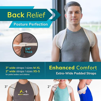 BraceAbility Pediatric Clavicle Support Brace - Figure 8 Upper Back Brace Posture Corrector for Kids, Shoulder Straightener, Kyphosis Relief, Youth Sling for Injuries and Fractures (Extra Small)