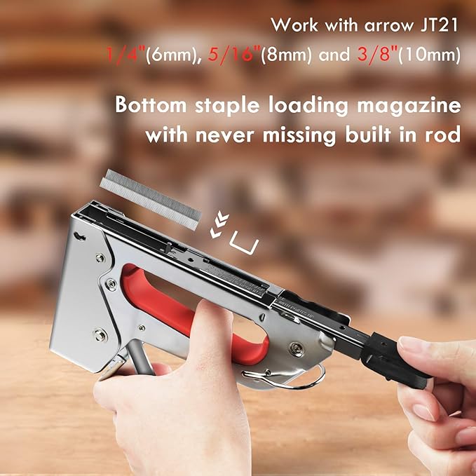 NEU MASTER Staple Gun, Light Duty Stapler Kit Come with 1600 pcs 5/16,3/8 inch JT21 Staple Strip, All Steel Tacker for General Repairs, Crafts, Upholstery, Decorating