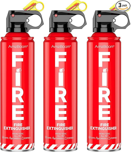Fire Extinguishers Water-based for Home Kitchen, Car, & Boat 3 Pack–Portable Small Fire Spray with Mounting Brackets–A,B,C,K Multi-Purpose Fire Protection, Eco-Friendly, Compact & Easy to Use.