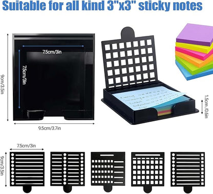 Sticky Note Stencil and Holder, Stick List Organizer, Post It Dispenser for Room and Office Desk Organizer, with Five Different Stencil