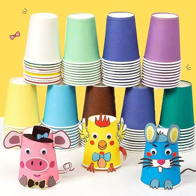 60pcs DIY Paper Cups, Multicolor Paper Cups For Wedding Party Picnic BBQ Travel and Event (8 Ounce,60 Count)
