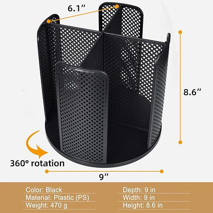 Cup and Lid Organizer, 360° Rotatable Coffee Cup Holder for Disposable Plastic and Paper Cups of 5 to 16 oz, 4 Compartments Detachable Countertop Cup Dispenser Coffee Station, Black