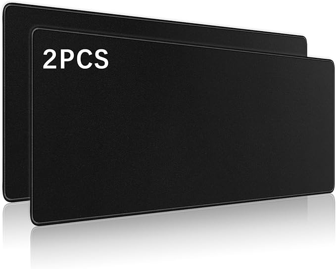 2 Pcs Large Gaming Mouse Pad Black 31.5x11.8 in,Extended Desk Keyboard Pad with Micro Weave Cloth, Edges Stitched Gaming Mouse Pad Pack for Office and Home Use