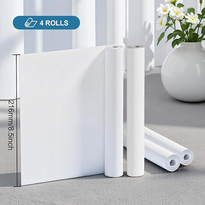 US Letter Size Quick-Dry Thermal Printer Paper 8.5''x11'', A4 thermal paper rolls (4 Rolls), Compatible with Tagzilo C80 Portable Thermal Printer (Printer not included)