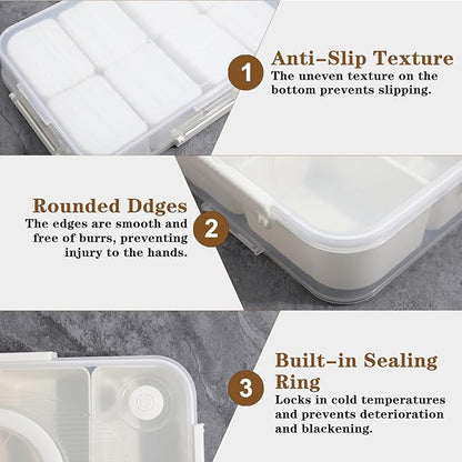 2 Pack Divided Snack Container with Lid & Handle, Dishwasher Safe 8 Compartment Snack Platters, Portable Snackle Box Container for Fruits, Candy, Nuts, Charcuterie, Picnic, Party & Travel