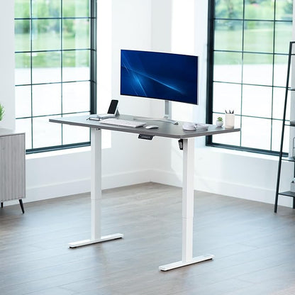 VIVO Electric 60 x 30 in Standing Desk, Memory Height Adjustment, 1B Series, Dark Gray Top White Frame, DESK-KIT-1W6G-30