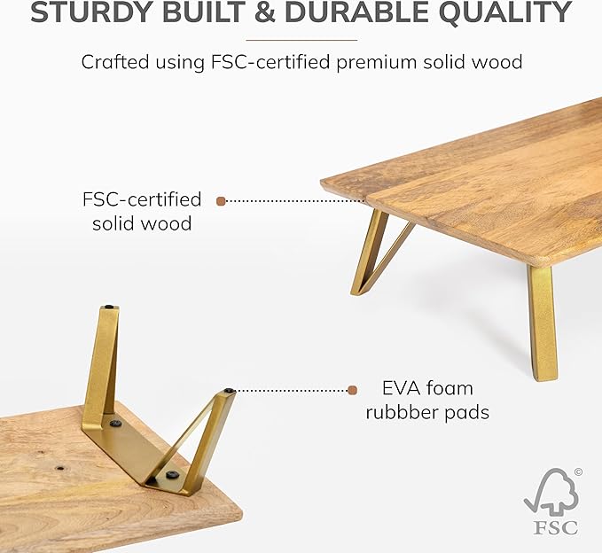Anji Mountain Wooden Monitor Stand - Elegant Monitor Riser, Perfect Monitor Stand for Desk Organization, Durable Wood Construction monitor stands, Enhances Ergonomics and Workspace Efficiency,Walnut