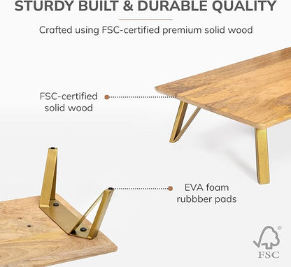 Anji Mountain Wooden Monitor Stand - Elegant Monitor Riser, Perfect Monitor Stand for Desk Organization, Durable Wood Construction monitor stands, Enhances Ergonomics and Workspace Efficiency,Walnut