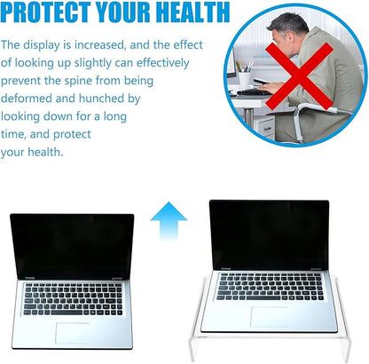Acrylic Monitor Riser Stand for Computer Laptop Ergonomic Display Stand to Elevate Screen Height Compact Transparent Desk Organizer for Eye Comfort and Posture Improvement