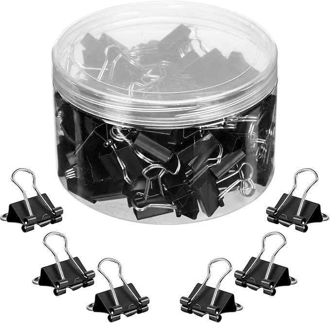 JANYUN Small Binder Clips, 150Pcs 19mm/0.75 Inch Small Paper Clamps Metal Clips for Office School Home Supplies (Black)