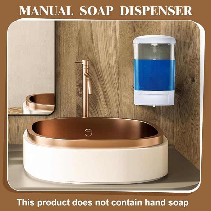 Hushee 4 Pcs Plastic Wall Mounted Soap Dispenser Commercial Manual Soap Containers Wall Dispenser for Kitchen Shower Hotel Liquid Shampoo Gel Chamber(33.8 oz 1000 ml,White)