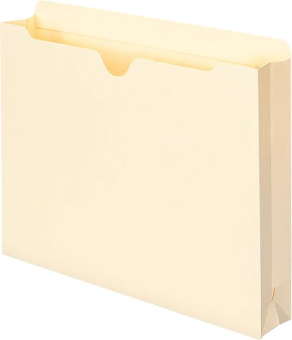Smead File Jackets Letter Size for File Folders, Reinforced Straight-Cut Tab, 2" Expansion, Letter Size, Manila, 100 Per Box (75565)