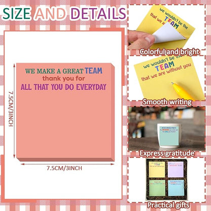 Yinder 24 Pcs Inspirational Sticky Notes Christmas Stocking Stuffers Motivational Sticky Notes Pad Employee Appreciation Gift Bulk for Teacher Nurse Coworker Office 3 x 3'' (Thank You,Elegant)