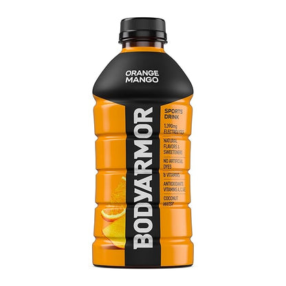 BODYARMOR Sports Drink Sports Beverage, Orange Mango, Coconut Water Hydration, Natural Flavors With Vitamins, Potassium-Packed Electrolytes, Perfect For Athletes, 28 Fl Oz (Pack of 15)