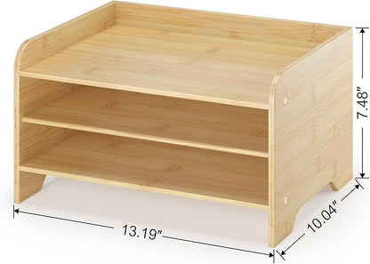 Desk File Organizer 4-Tier Desktop Paper Mail Organizer Document Holder for Home Office Supplies, Office Desk Accessories & Workspace (Nature)