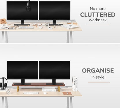 Anji Mountain Monitor Stand - Desktop Organizer & Laptop Riser, Ergonomic Monitor Riser, Space-Saving Monitor Stand for Desk, Durable Construction, Easy Assembly, Ideal for Home & Office,Black