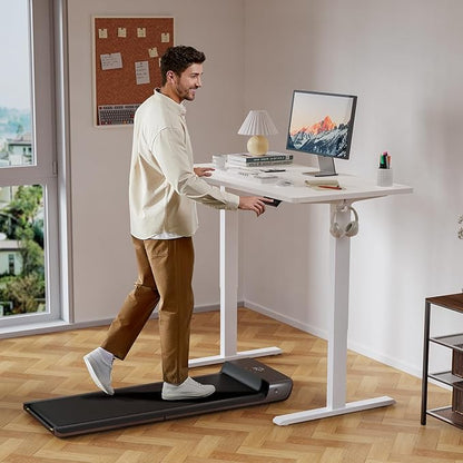 55x24 Inches Height Adjustable Electric Standing Desk with 2 Hooks for Home Office, Ergonomic Sit Stand up Desk with Splice Board, White