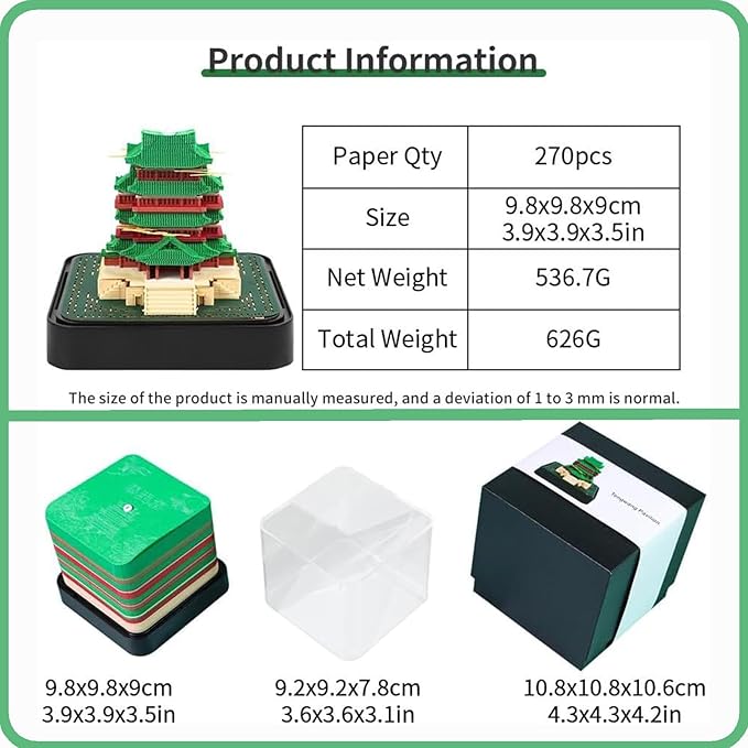 3D Time Piece Calendar 2026 DIY Calendars Tear Away Carving Art 3D Memo Pad Calendar With LED Lights sculpture artsy pads calendar notepad for Desktop Decor-Tengwang Pavilion