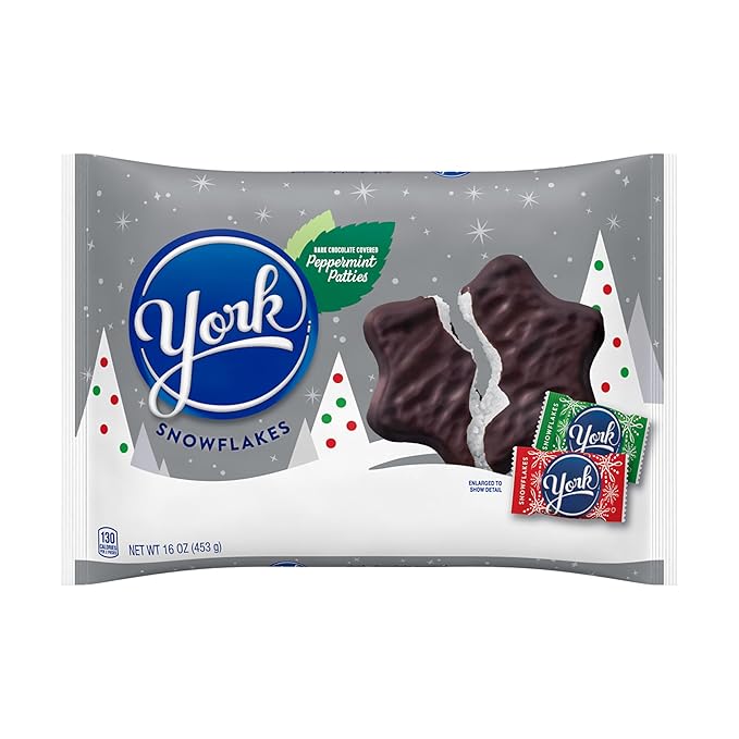 YORK Dark Chocolate Peppermint Patties Snowflakes, Christmas Candy Bag, 16 oz