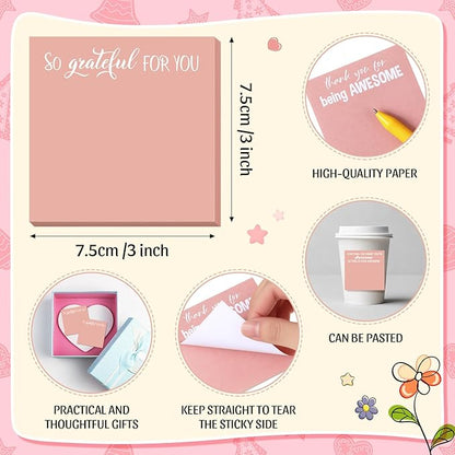 Yinder 24 Pcs Employee Appreciation Sticky Notes Xmas Gift Bulk Motivation Note Pads Mini Inspirational Note Gift for Teacher Nurse Staff Coworker Office Supply 3 x 3'' (Appreciation,Pink Color)